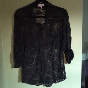 Express lace button down